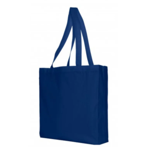 Blue Cotton Bag with side and bottom gusset